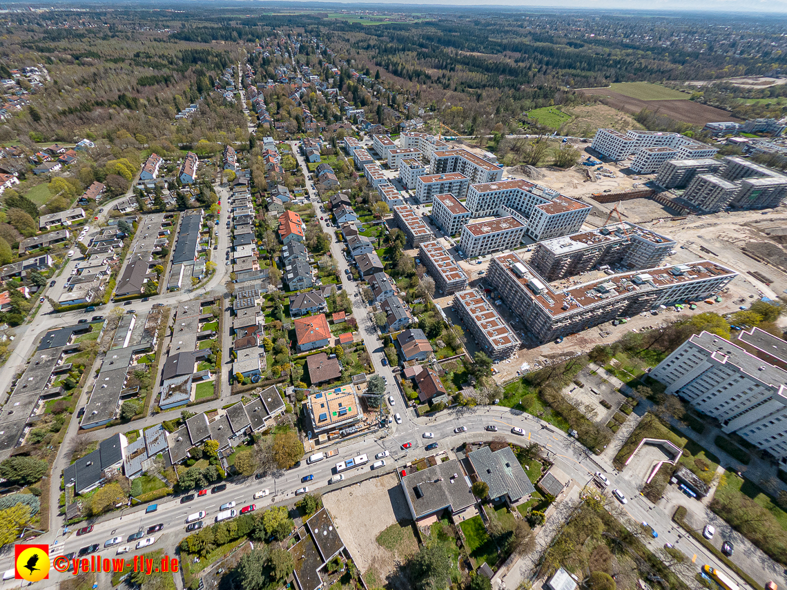 21.04.2023 - Luftbilder von der Baustelle Alexisquartier und Pandion Verde in Neuperlach